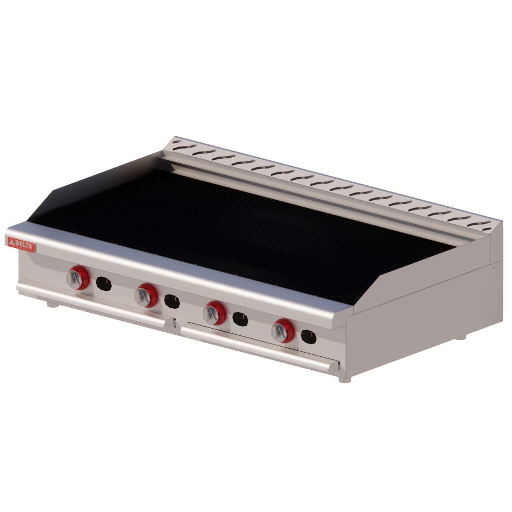 ASADOR DELTA 4-ASR | Asador 122 cm | Gas | 4 Quemadores | Parrillas Hierro Fundido | Asar Carnes Verduras | Restaurante Fonda Comedor Industrial Buffet Banquetes Cenadurias Cafeteria Restoran Food Truck