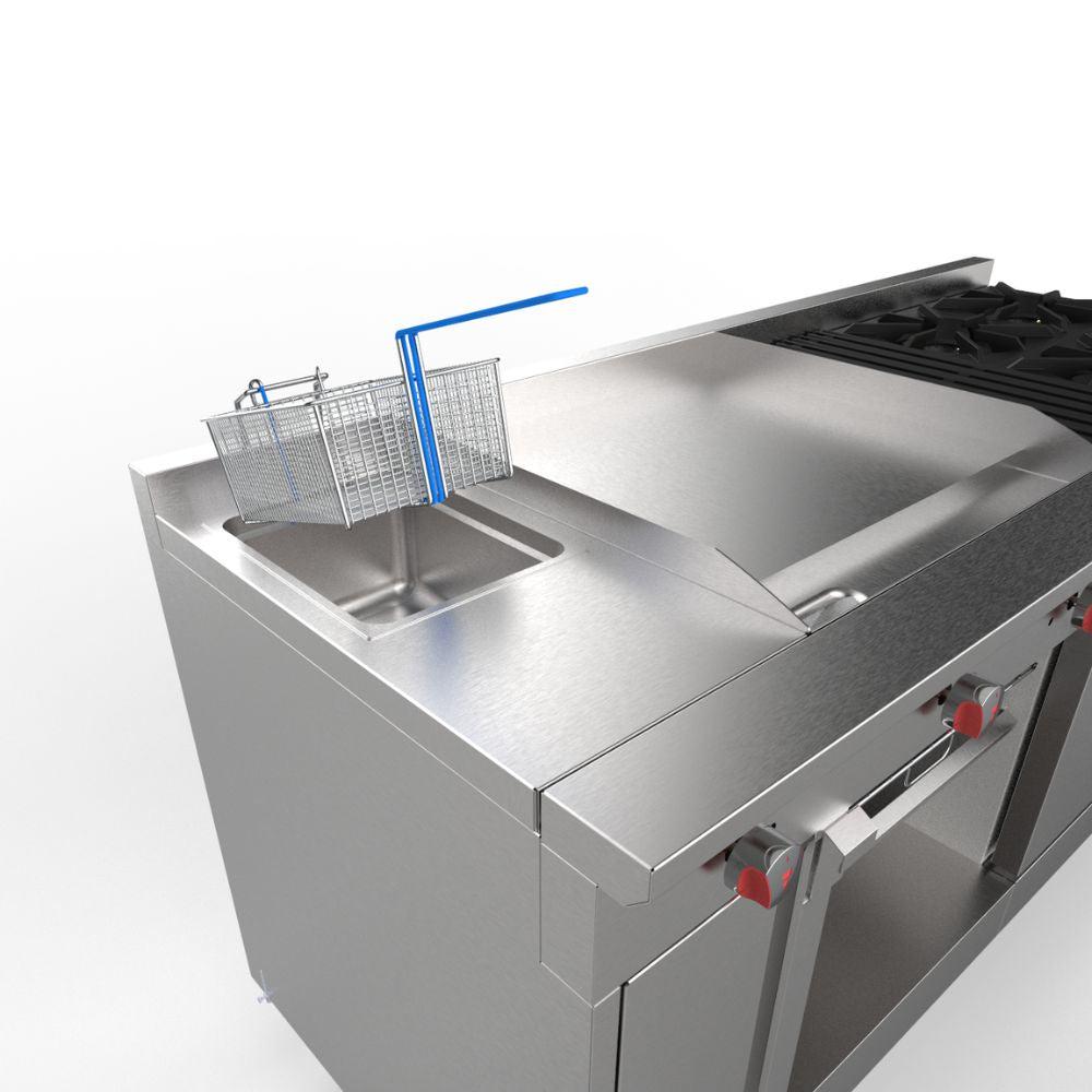Drago UNIVERSAL Estufa 4 Quemadores Asador Radiante Freidor Gratinador Plancha 1 ft Acero Inoxidable - - Drago - King Star