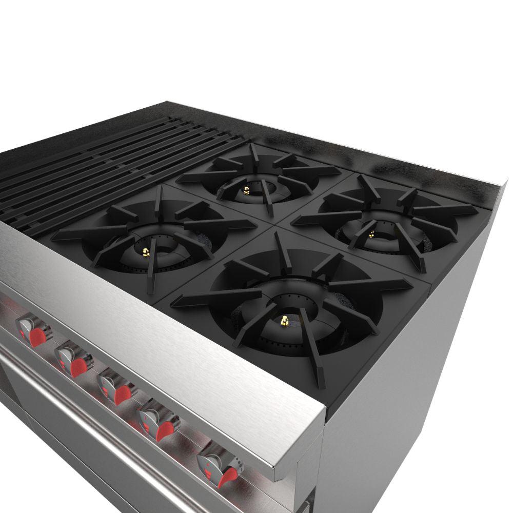 Drago UNIVERSAL Estufa 4 Quemadores Asador Radiante Freidor Gratinador Plancha 1 ft Acero Inoxidable - - Drago - King Star
