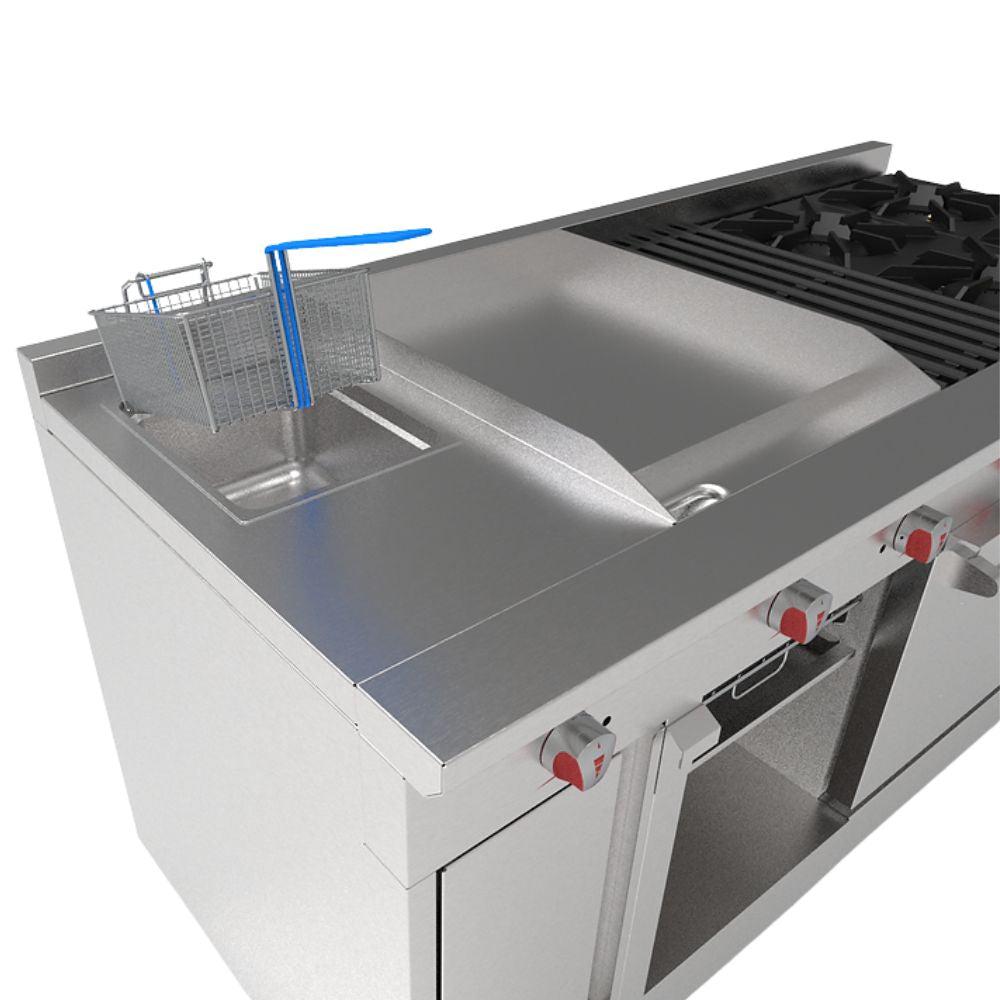 Drago UNIVFG/ S-PD Estufa 4 Quemadores Asador Freidor Gratinador Plancha 2 ft Acero Inoxidable - - Drago - King Star