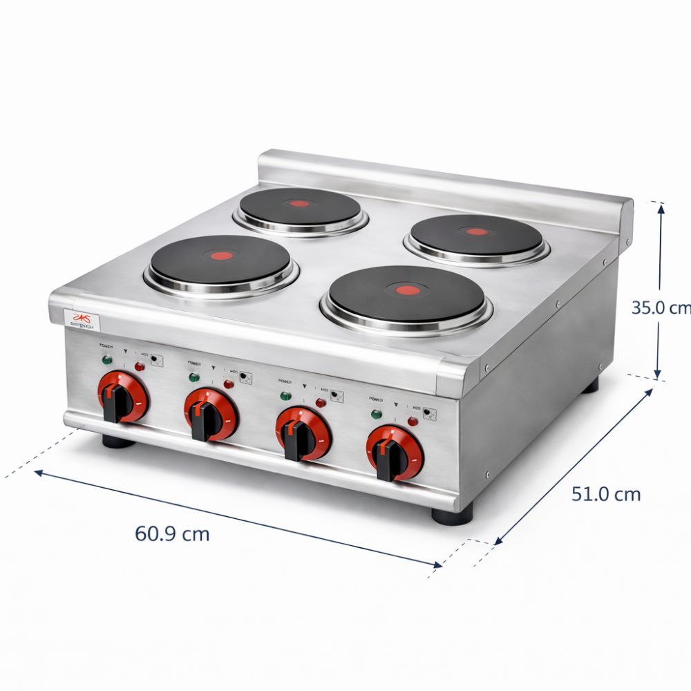 ESTUFA KINGSTAR ESK4E | Estufa Sobremesa | Eléctrica | 4 Quemadores | Restaurante Negocio Cocina Cocinas Fondas Restaurantes Cenadurias Comedores Industriales Preparación de Alimentos Cocción