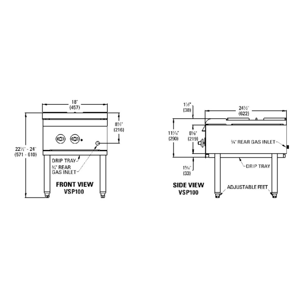 ESTUFÓN VULCAN VSP100-2 | Estufon / Fogon Serie VSP | A Gas | Acero Inoxidable | para Ollas Grandes Cacerolas - Estufones / Fogones - Vulcan - King Star