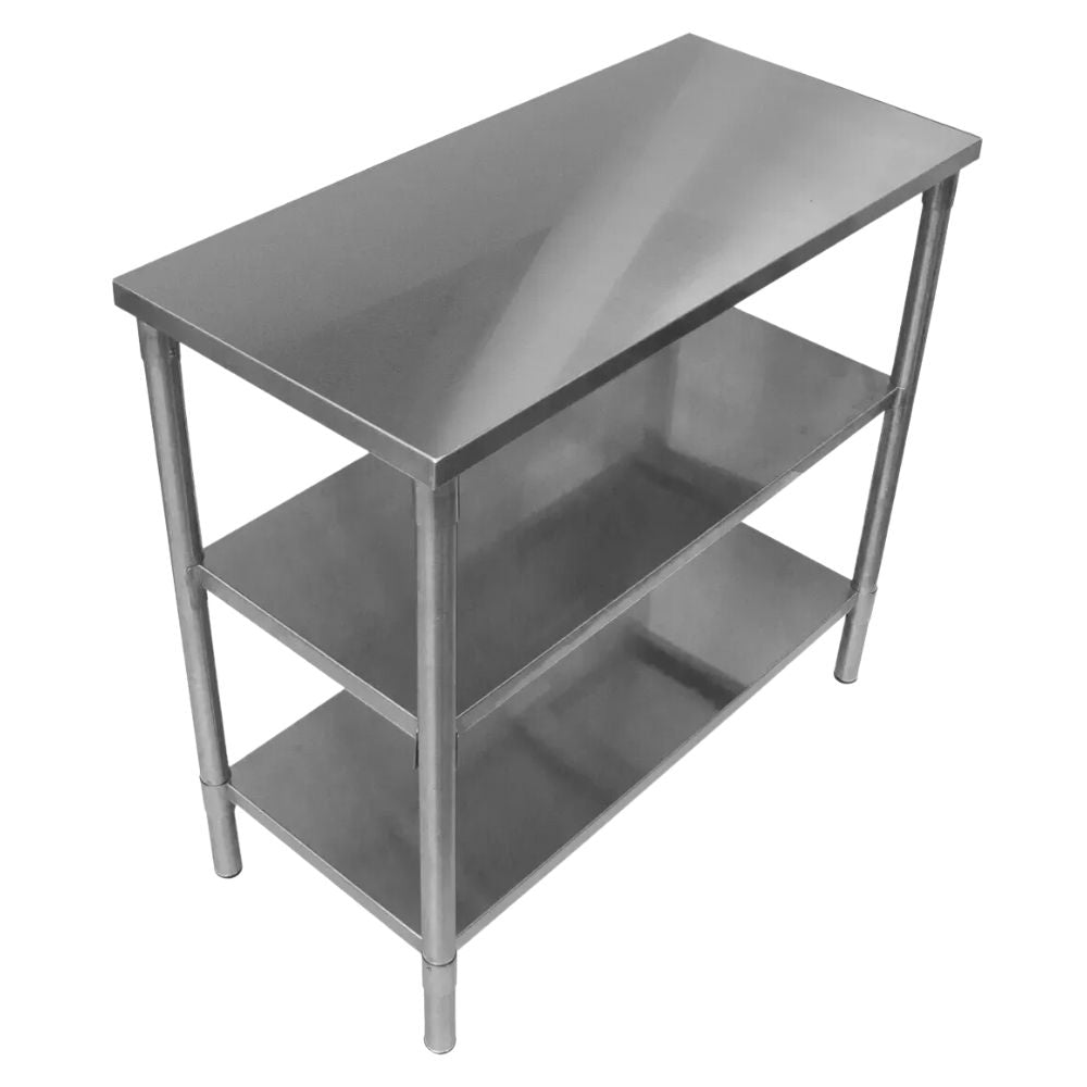 MESA King Star MLM1483069468 | Mesa Isla | Frente 95 cm | Doble Entrepaño | Acero Inoxidable | Cocina Industrial Restaurante Bar