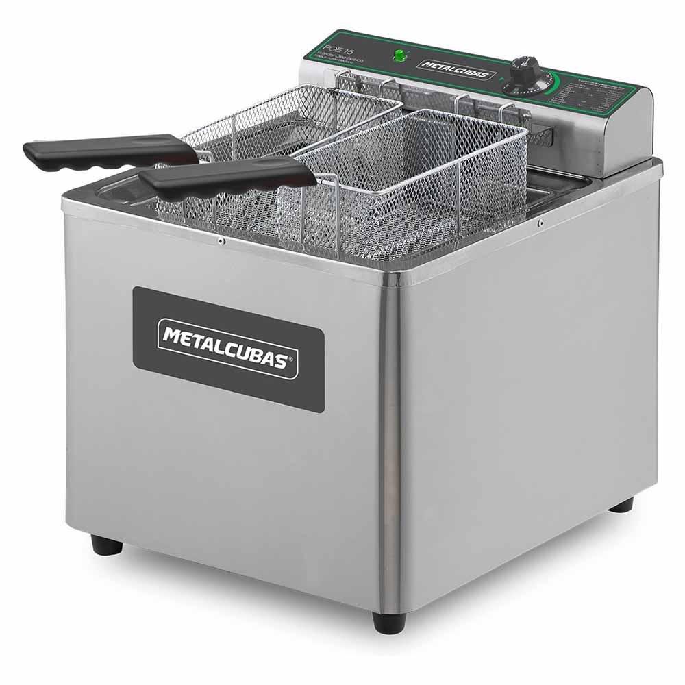 Metalcubas Foe15M Freidora Eléctrica Mesa 1 Tina 2 Canastillas 15 Lts. Acero Inoxidable 110 V - Freidores - Metalcubas - King Star