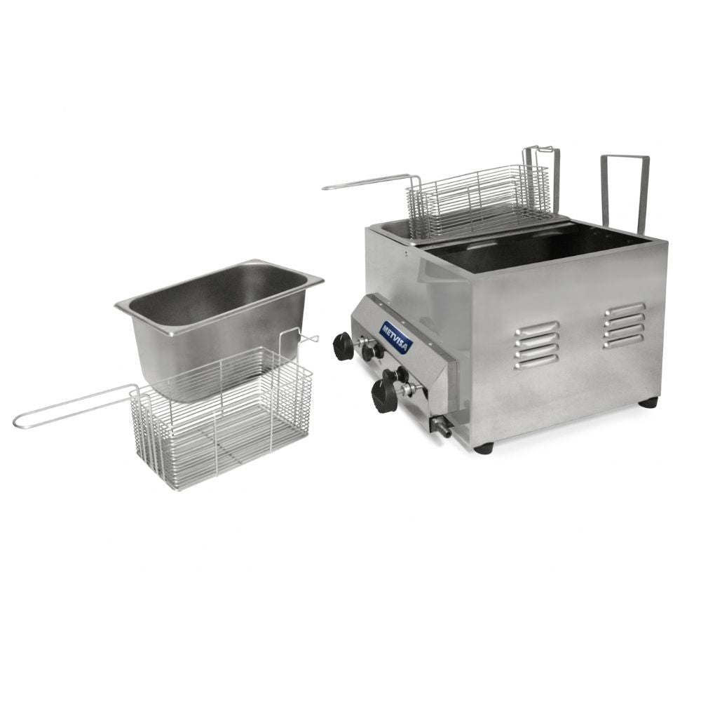 Metvisa MTA-FG-3D Freidor Gas 6 Litros 2 Canastillas Restaurante Cocina Económica Freír Alimentos Freidores Alitas Papas A la Francesa Salchipulpos Pollo Snacks. King Star. Envíos seguros a todo México. Cotiza hoy mismo.