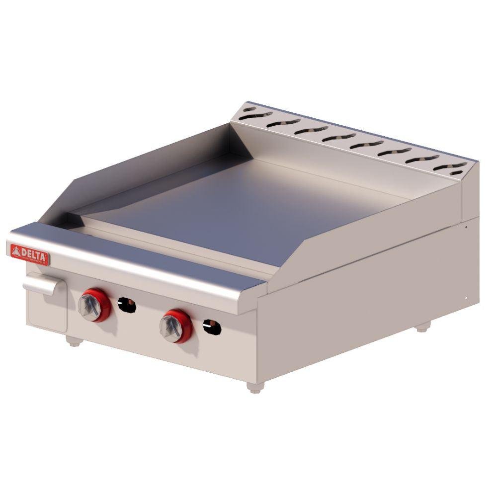 PLANCHA DELTA 2-G | Plancha 61 cm | Gas | Cajón Recolector | Restaurante Hotel Cafetería | Plancha Dos Quemadores Tipo H Acero Inoxidable Acero Aluminizado Restaurante Bar Cafeteria Preparacion de Alimentos