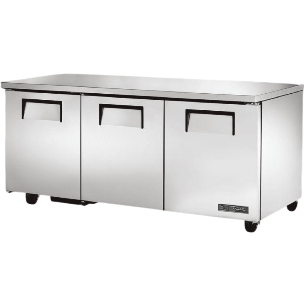 TRUE TUC-72-HC Mesa Refrigerada Bajo Barra 3 Puertas Solidas Acero Inoxidable Gris - - True - King Star