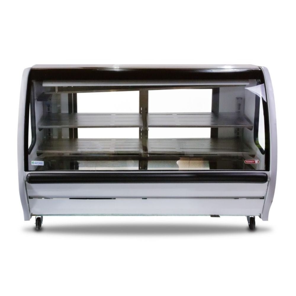 VITRINA TORREY 1026804 TEM200N R290 | Vitrina Exhibidora Refrigerada | Cristal Curvo | Frente 191 cm | Acero Inoxidable | Carnicería Cremería Supermercado Pastelería Repostería Negocio Alimentos Pasteles Panes Exhibición Industrial Carnicería Cremería.