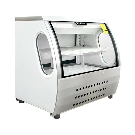 Criotec VCC-120 Vitrina Exhibidor Cristal Curvo. Pasteleria Reposteria Negocio Alimentos Pasteles Panes Exhibicion Industrial Carniceria Cremeria.  King Star. Envíos seguros a todo México. Cotiza hoy mismo.