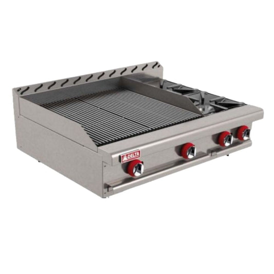 Delta 2-ASR-2-Q Mixto Parrilla Asador Gas Acero Inoxidable Asar Negocio Tostar Restaurante Cocina Comedor Industriales Asada Autoservicio Alta Cocina. Ideal para restaurante, cocina, industrial, tostar, abrasar, alta cocina, banquetes, alta cocina, negocio, cocinar, carne, res, puerco, pollo, hamburguesas, verduras, vegetales, elotes, barbecue, bbq, brochetas, carne asada, autoservicio, etc. King Star. Envíos seguros a todo México. Cotiza hoy mismo.v