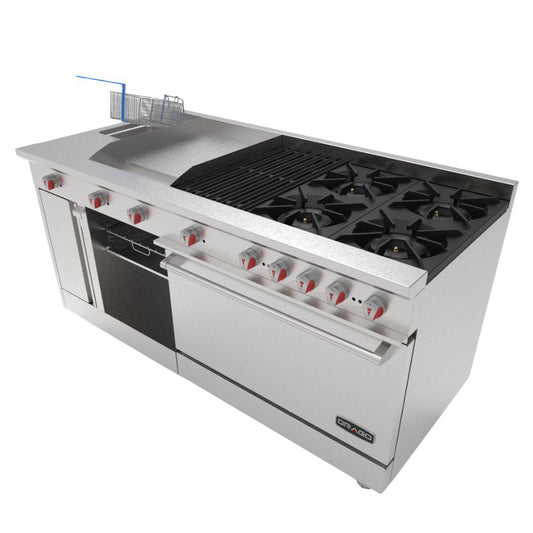 Drago UNIVERSAL Estufa 4 Quemadores Asador Radiante Freidor Gratinador Plancha 1 ft Acero Inoxidable -  - Drago - King Star