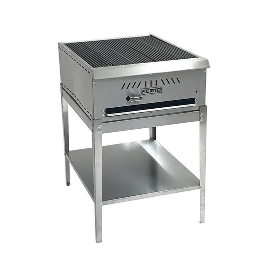 Ferro 16001003 Asador Frente 50 cm Gas 1 Control Piedra Volcanica Acero Inoxidable Gris - Asador - Ferro - King Star