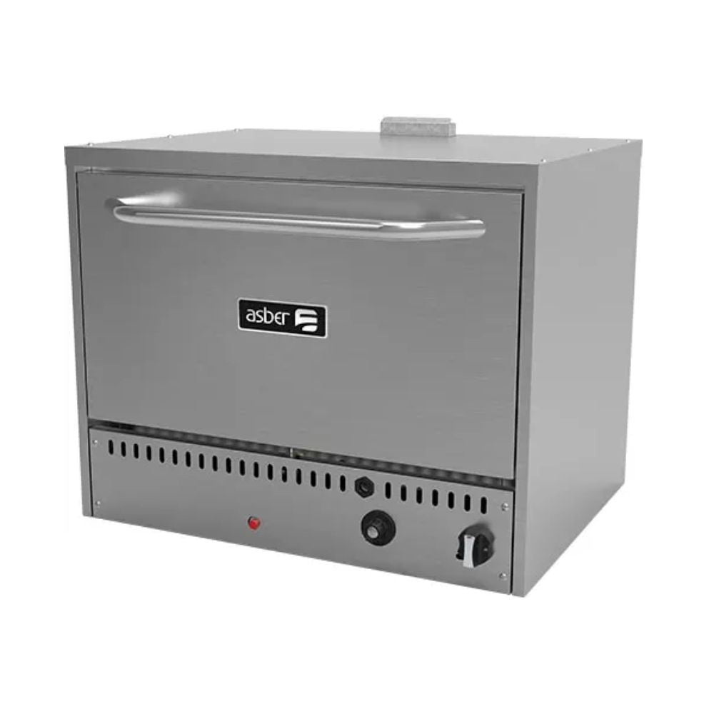 HORNO ASBER AEPO-24-S | Horno Pizzero | 2 Piedra Cerámicas Refractaria | Válvula Pilostática | Gas | Acero Inoxidable | Pizzería Negocio Restaurante Gratinador Tostador Alimento Masa Birote Cocción Masa Sobre Mesa Rejilla Comida Hotel Restaurante Comedor Industrial Bisagra Cortes Panadería Negocio Comercial 