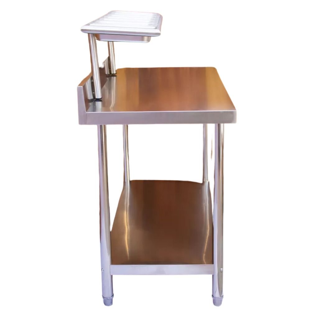 MESA MINDEJAL MLM1631502832 | Mesa para Pizzería | Frente 120 cm | 6 Insertos | Acero Inoxidable | Cocina Industrial Pizzería Restaurante Superficie Amplia Ergonómica Resistente Multifuncional Ajustable Duradera Espacio de Almacenamiento Modular Compacta Estable Fácil de Limpiar Diseño Industrial Personalizable Versátil Antideslizante