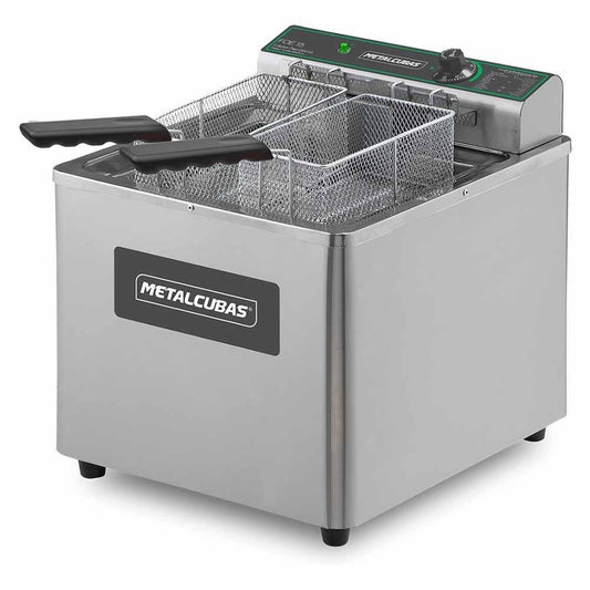 Metalcubas Foe15M Freidora  Eléctrica Mesa 1 Tina 2 Canastillas 15 Lts. Acero Inoxidable 110 V - Freidores - Metalcubas - King Star