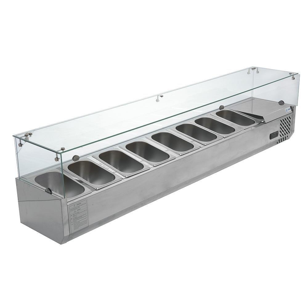 Migsa Rt-1800L Vitrina Refrigerada Ensaladas Pizzas Acero Inoxidable. 180 cm - 110 V - Vitrinas Refrigeradas - Migsa - King Star