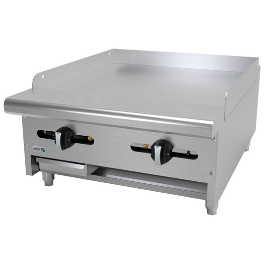 PLANCHA ASBER AEMG-24 | Plancha Manual | Placas en cold-rolled | Gas | Acero Inoxidable | 2 Quemadores | Restaurante Hotel Cafetería Lonchería Bar | Niveladores Charola Bandeja Quemadores Plancha Coccion Derrame Grasa Preparacion de alimentos Mariscos Cocina Industrial Negocio Uso Rudo Comercial Restaurante Hotel Cafetería Bistró Buffet Gourmet 24"