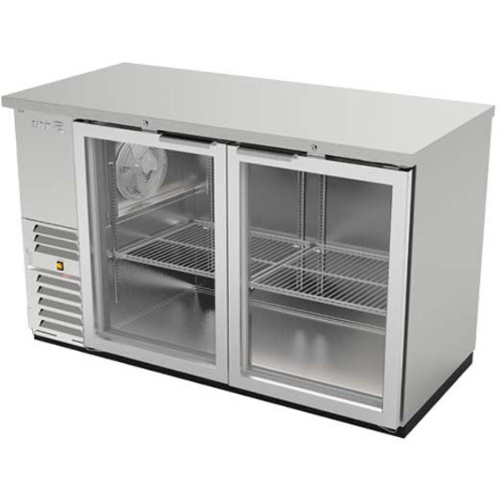 REFRIGERADOR ASBER ABBC-24-48-G HC / SG-HC | Refrigerador Contra Barra | 2 Puertas Cristal | Acero Inoxidable | Vinil y Acero | Horizontal | Tienda Conveniencia Bebidas | Restaurante Bar Refrigerar Conservar Bebidas Cerveza 