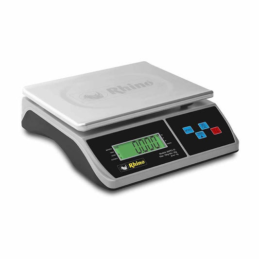 BÁSCULA RHINO BAPO-10 | Báscula Porcionadora | 10 Kg | Plato de Acero Inoxidable | Abarrotes Carnicería Cremería Carne Ferretería Verduras Frutas Cremería Cocina Comedor Industrial Tienda Abarrotes