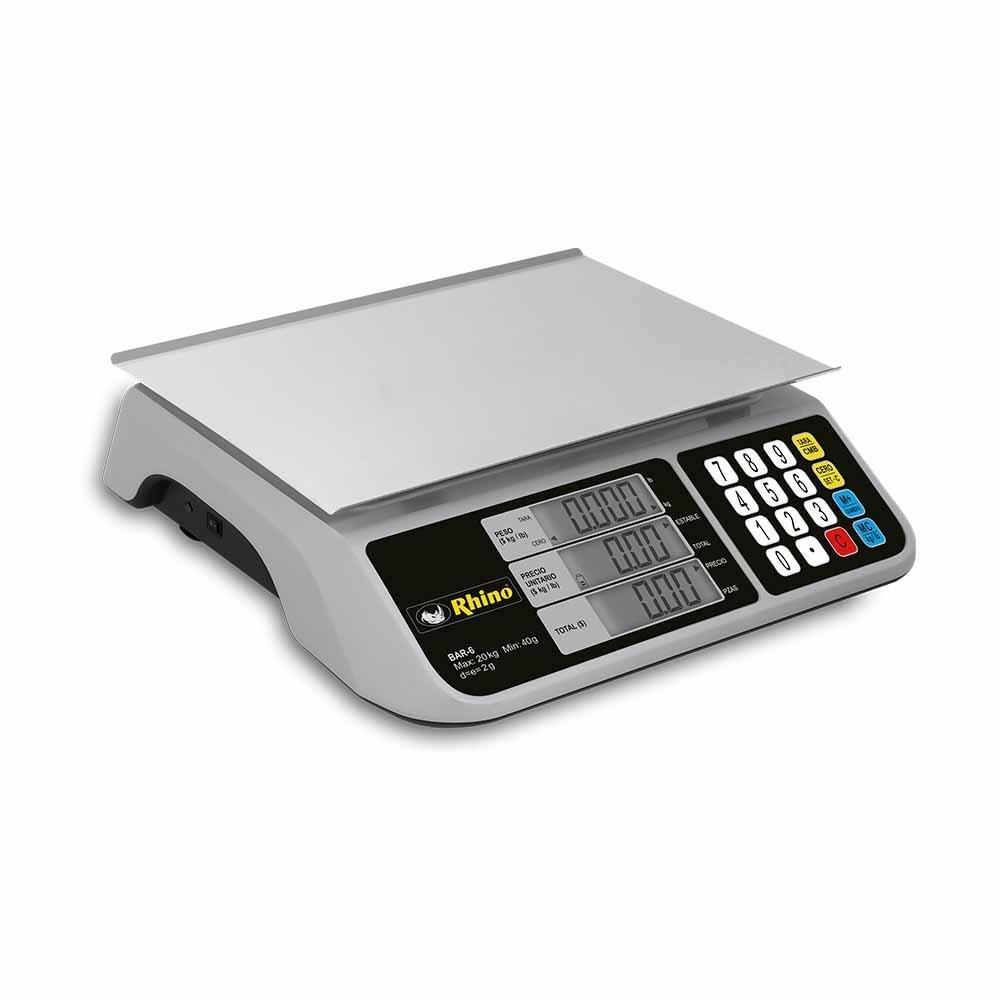 Rhino BAR-6 Bascula Mostrador Multifuncional 20 kg Sobre Mostrador Recepción Pesar Cobrar Báscula para Fruteria Verduleria Tienda Negocio. Ideal para pesar, tianguis, frutas, verduras, casa, restaurante, carnicería, cremería, cocina, comedor industrial, negocio, carnes, tienda, etc. King Star. Envíos seguros a todo México. Cotiza hoy mismo.