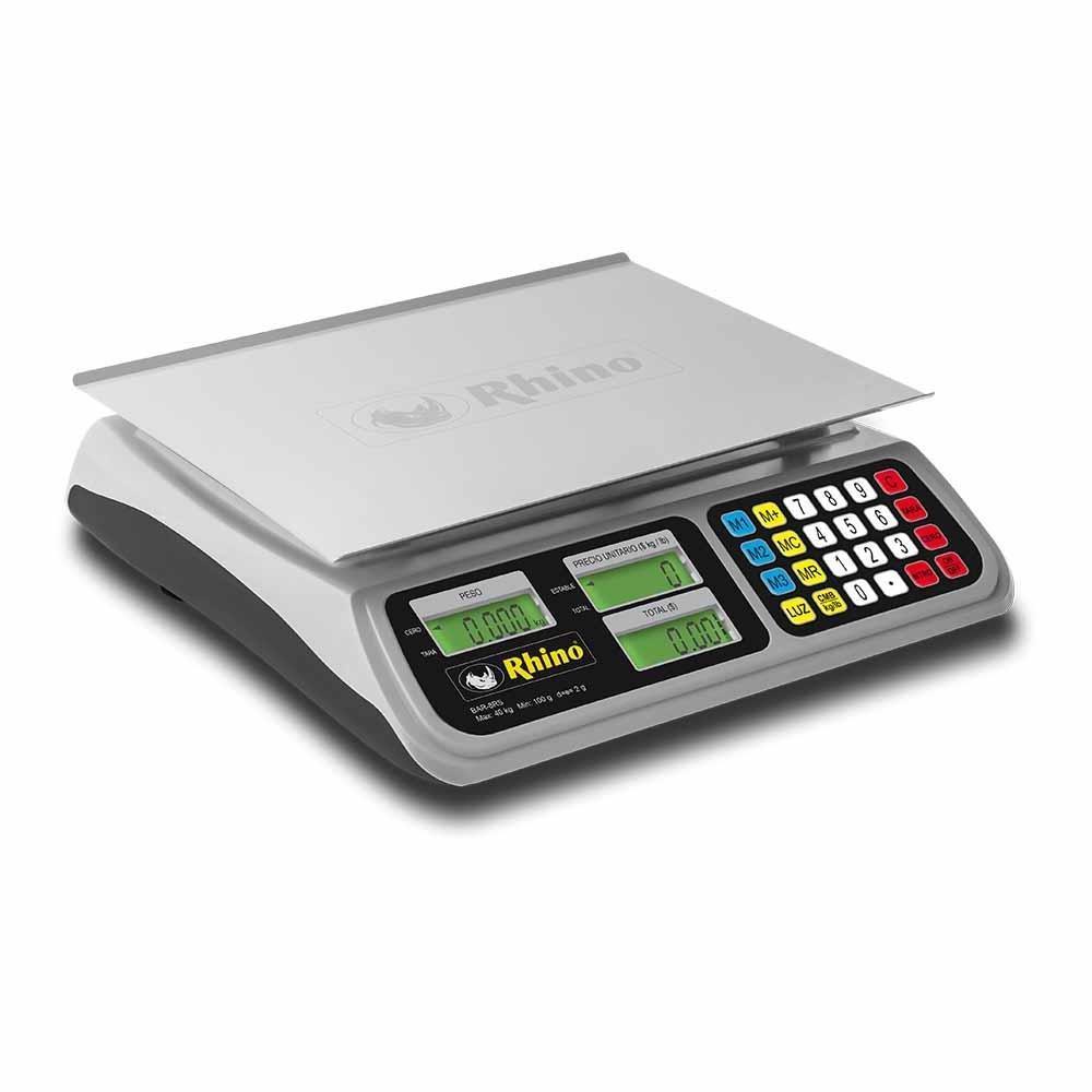 Rhino BAR-8RS Bascula Mostrador Pantalla Backlight 40 kg Sobre Mostrador Recepción Pesar Cobrar Báscula para Fruteria Verduleria Tienda Negocio Cremeria. Ideal para pesar, tianguis, frutas, verduras, casa, restaurante, carnicería, cremería, cocina, comedor industrial, negocio, carnes, tienda, etc. King Star. Envíos seguros a todo México. Cotiza hoy mismo.