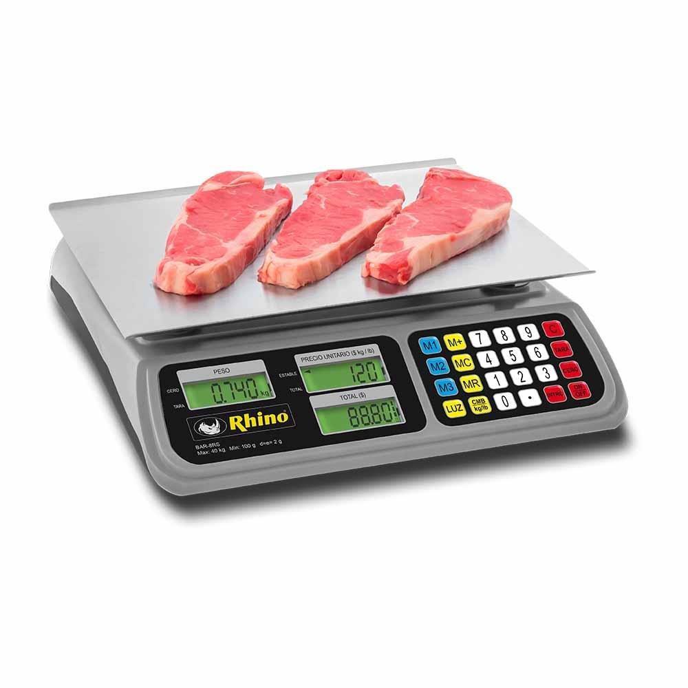 Rhino BAR-8RS Bascula Mostrador Pantalla Backlight 40 kg Sobre Mostrador Recepción Pesar Cobrar Báscula para Fruteria Verduleria Tienda Negocio Cremeria. Ideal para pesar, tianguis, frutas, verduras, casa, restaurante, carnicería, cremería, cocina, comedor industrial, negocio, carnes, tienda, etc. King Star. Envíos seguros a todo México. Cotiza hoy mismo.