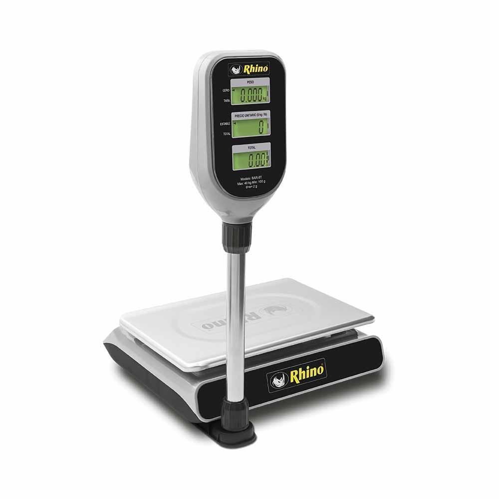 Rhino BAR-8T Bascula Mostrador Pantalla Backlight 40 kg Sobre Mostrador Recepción Pesar Cobrar Báscula para Fruteria Verduleria Tienda Negocio Cremeria. Ideal para pesar, tianguis, frutas, verduras, casa, restaurante, carnicería, cremería, cocina, comedor industrial, negocio, carnes, tienda, etc. King Star. Envíos seguros a todo México. Cotiza hoy mismo.