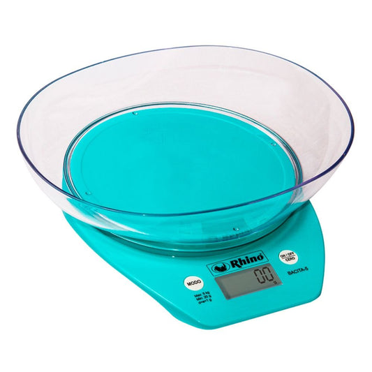 BÁSCULA RHINO BACITA-5 | Báscula Porcionadora de Cocina | 5 Kg | Alimentos Cocina Panadería Repostería Pastelería Restaurante Porciones Pequeñas Gramos