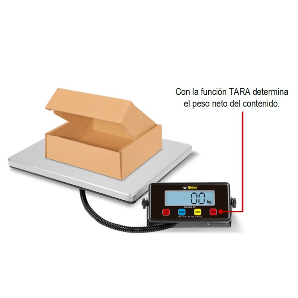 Rhino BAPAQUE-100 Bascula Electronica Paqueteria 100 Kg -  - Rhino - King Star Rhino BAPAQUE-100 Bascula Electronica Paqueteria 100 Kg para Paqueterias Almacenes Bodega Inventario Deposito Cajas Paquetes Envios Cajar Control de Inventario