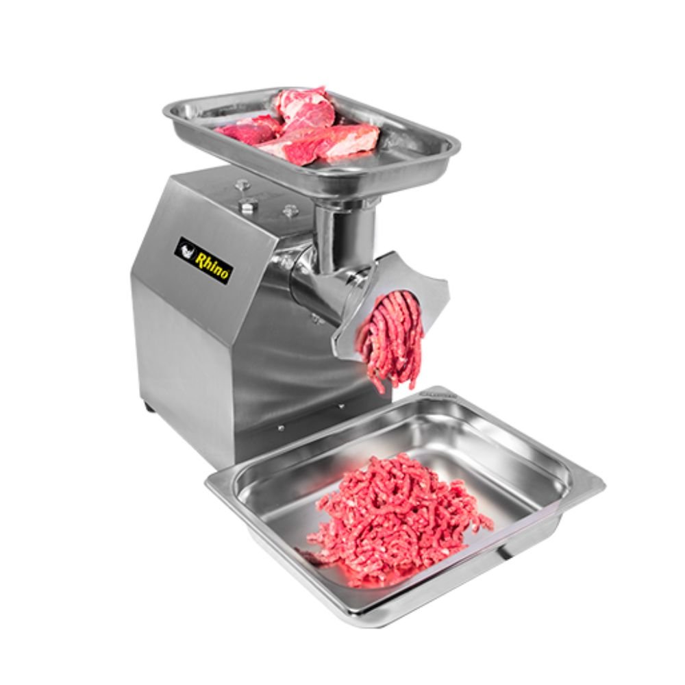 Rhino MOCA-12 Molino Carne Motor 1 hp Cedazo 12 Acero Inoxidable. Ideal para carniceria, carnes, carnes rojas, res, puerco, molida, restaurante, cremería, negocio, insumos etc. King Star. Envíos seguros a todo México. Cotiza hoy mismo.