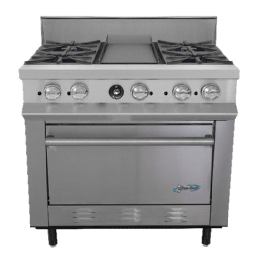 San-Son SSE4QP Estufa Maestra Acero Inoxidable 4 Quemadores Plancha Parrilla Horno - Estufas / Mixtos / Con y sin Horno - San Son - King Star