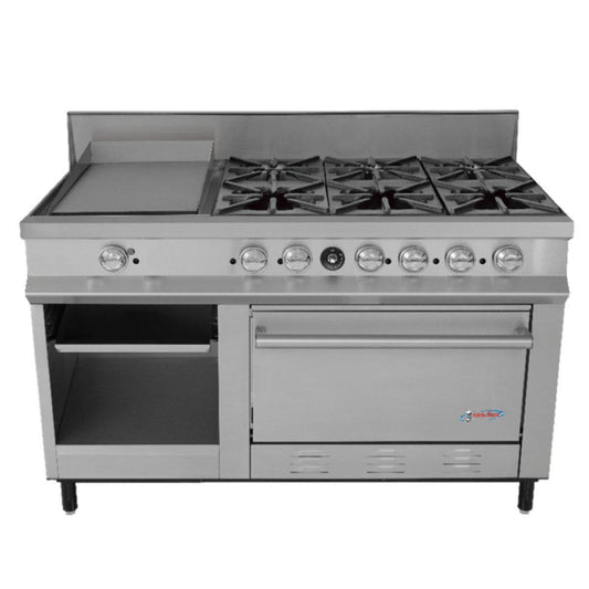 San-Son SSE6QG Estufa Maestra Compacta Acero Inoxidable 6 Quemadores Plancha Horno Parrilla - Estufas / Mixtos / Con y sin Horno - San Son - King Star