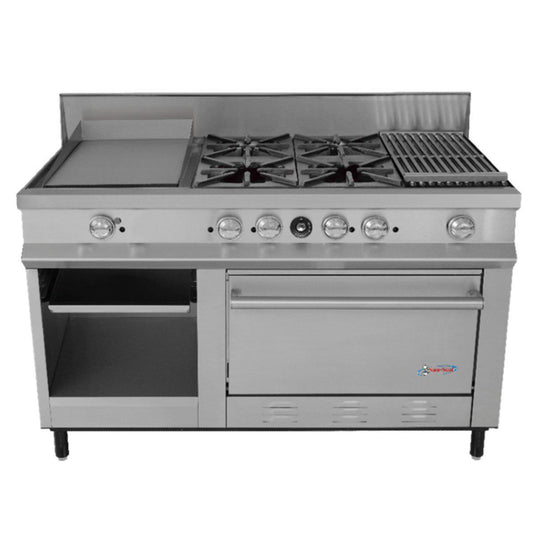 San-Son SSEC Estufa Maestra Compacta Acero Inoxidable 4 Quemadores Parrilla Plancha Asador Gratinador - Estufas / Mixtos / Con y sin Horno - San Son - King Star