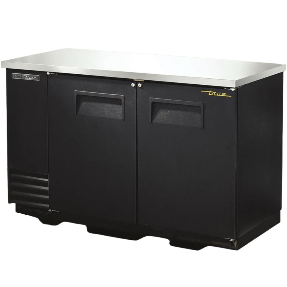 TRUE TBB-2-HC Refrigerador Contrabarra 2 Puertas Solidas Iluminacion Cuerpo Acero Inoxidable Negro -  - true - King Star