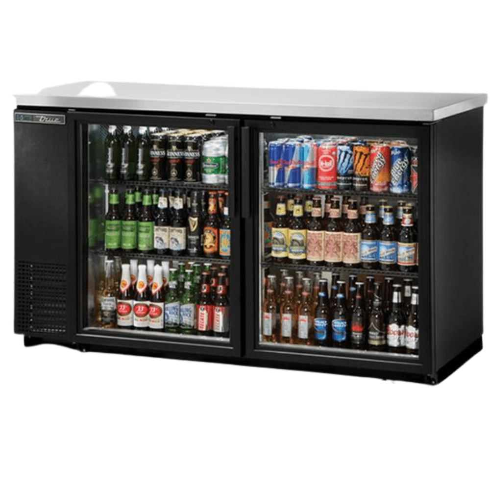 TRUE TBB-24-60G-HC-LD Refrigerador Contrabarra 2 Puertas Cristal 4 Parrillas Iluminacion Cuerpo Acero Inoxidable Negro -  - true - King Star