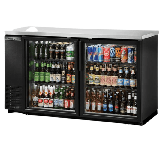 TRUE TBB-24-60G-HC-LD Refrigerador Contrabarra 2 Puertas Cristal 4 Parrillas Iluminacion Cuerpo Acero Inoxidable Negro -  - true - King Star