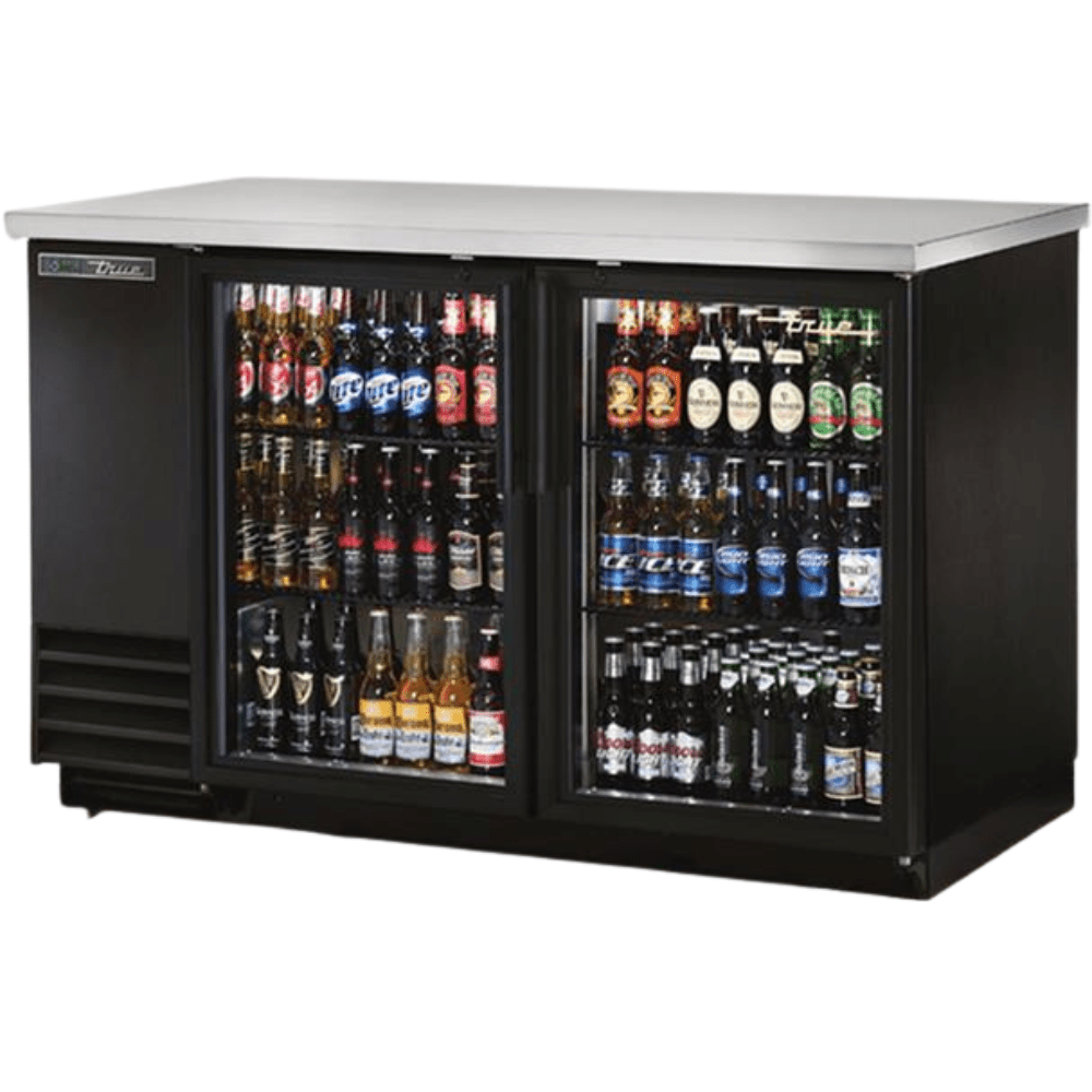 TRUE TBB-2G-HC-LD Refrigerador Contrabarra 2 Puertas Cristal 4 Parrillas Iluminacion Cuerpo Acero Inoxidable Negro -  - true - King Star