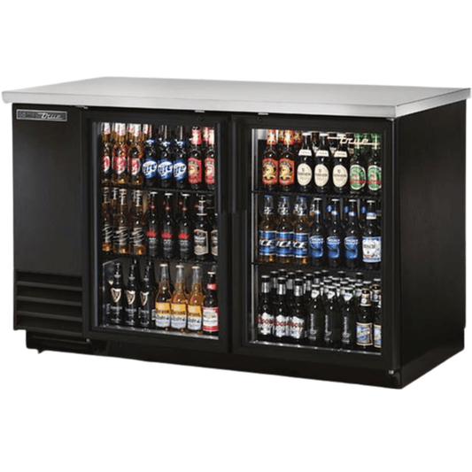TRUE TBB-2G-HC-LD Refrigerador Contrabarra 2 Puertas Cristal 4 Parrillas Iluminacion Cuerpo Acero Inoxidable Negro -  - true - King Star