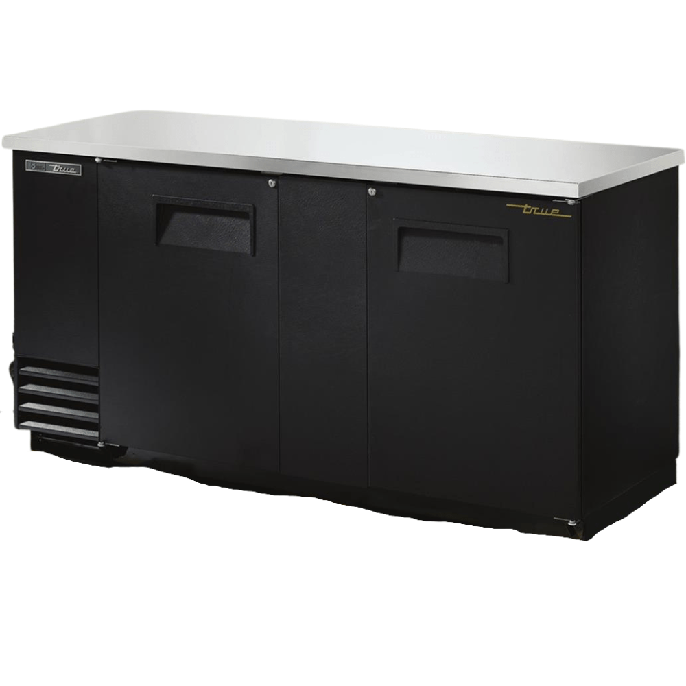 TRUE TBB-3-HC Refrigerador Contrabarra 2 Puertas Solidas Iluminacion Cuerpo Acero Inoxidable Negro -  - true - King Star