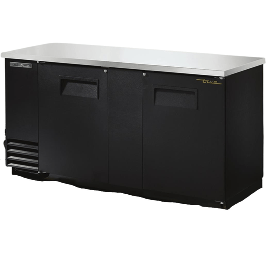 TRUE TBB-3-HC Refrigerador Contrabarra 2 Puertas Solidas Iluminacion Cuerpo Acero Inoxidable Negro -  - true - King Star