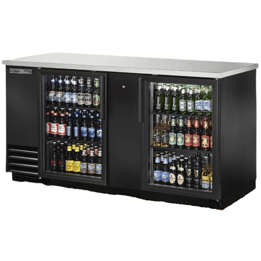 TRUE TBB-3G-HC-LD Refrigerador Contrabarra 2 Puertas Cristal 4 Parrillas Iluminacion Cuerpo Acero Inoxidable Negro -  - true - King Star