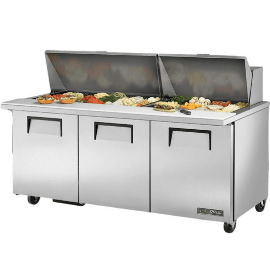 TRUE TSSU-72-30M-B-ST-HC Mesa Refrigerada Preparacion 3 Puertas Solidas Gris -  - True - King Star