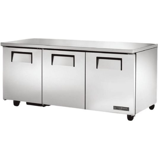 TRUE TUC-72-HC Mesa Refrigerada Bajo Barra 3 Puertas Solidas Acero Inoxidable Gris -  - True - King Star