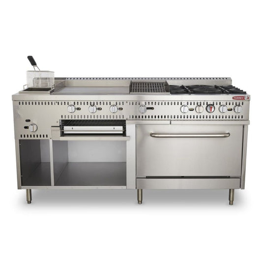 Torrey EST-MA6G CQESTMA6025 Estufa Maestra 4 Quemadores 1 Asador 1 Freidor 1 Gratinador 1 Horno 1 Plancha Acero Inoxidable -  - Torrey - King Star