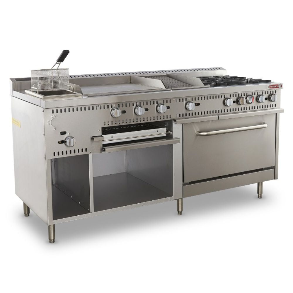 Torrey EST-MA6G CQESTMA6025 Estufa Maestra 4 Quemadores 1 Asador 1 Freidor 1 Gratinador 1 Horno 1 Plancha Acero Inoxidable -  - Torrey - King Star