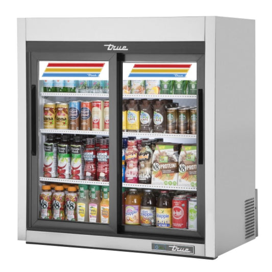 True GDM-09-SQ-S-HC-LD Refrigerador Exhibidor Vertical Minibar 2 Puertas Cristal 3 Parrillas -  - True - King Star
