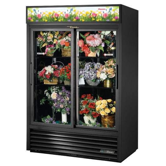 True GDM-47FC-HC-LD Refrigerador Exhibidor Vertical Floral 2 Puertas Cristal 4 Parrillas -  - True - King Star
