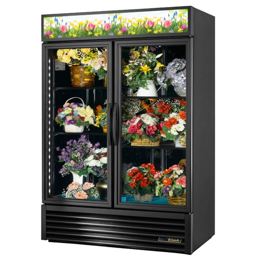 True GDM-49FC-HC~TSL01 Refrigerador Exhibidor Vertical Floral 2 Puertas Cristal 4 Parrillas -  - True - King Star