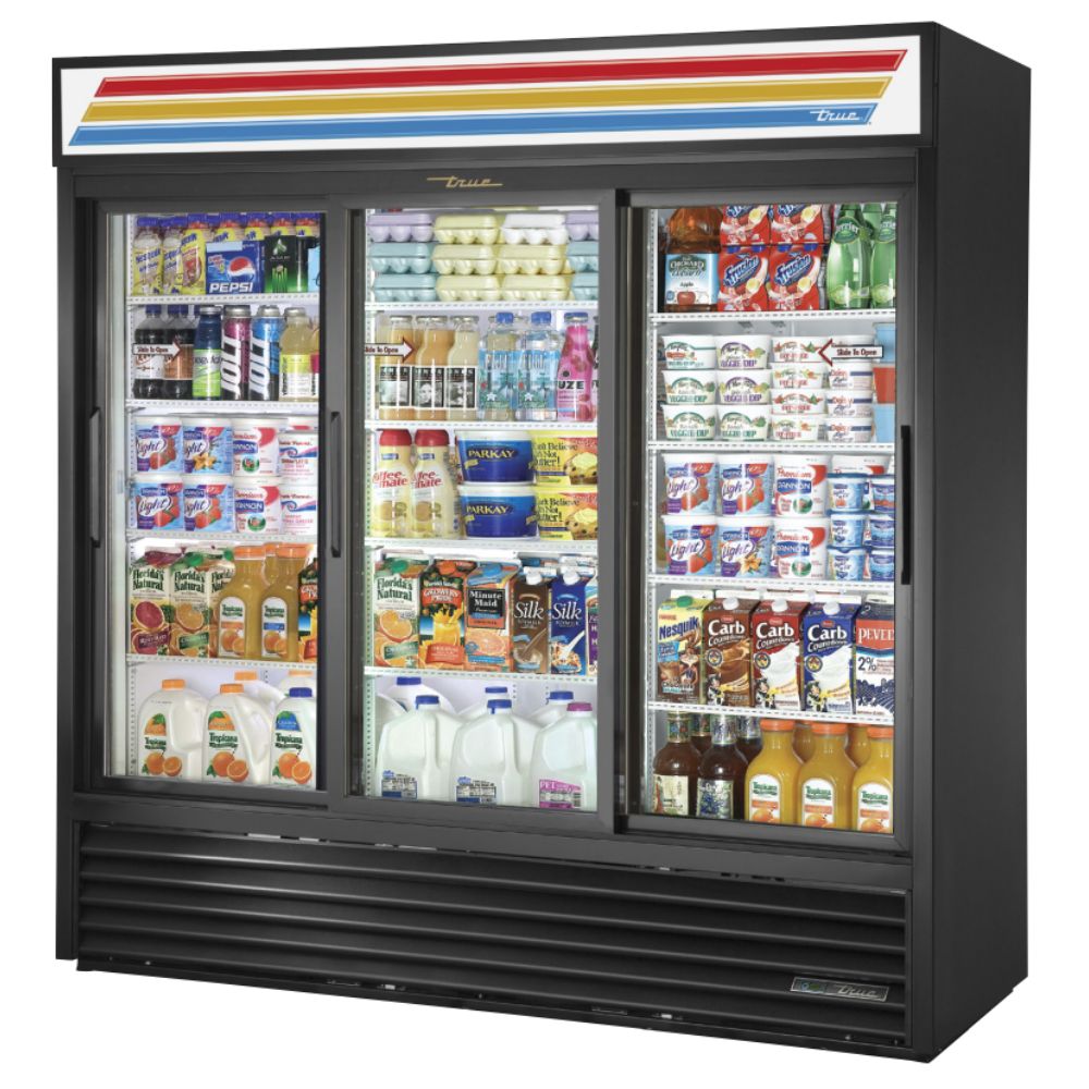 True GDM-69-HC-LD Refrigerador Exhibidor Vertical 3 Puertas Cristal 12 Parrillas -  - True - King Star