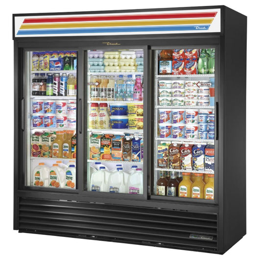 True GDM-69-HC-LD Refrigerador Exhibidor Vertical 3 Puertas Cristal 12 Parrillas -  - True - King Star